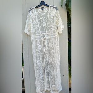 Aqua boho lace cover up